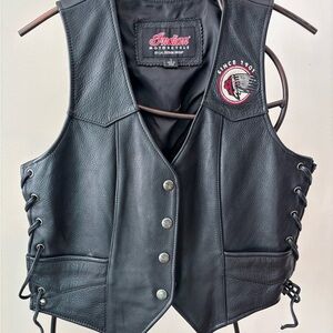 Vintage 90’s Indian Motorcycle Women's Black Leather Vest